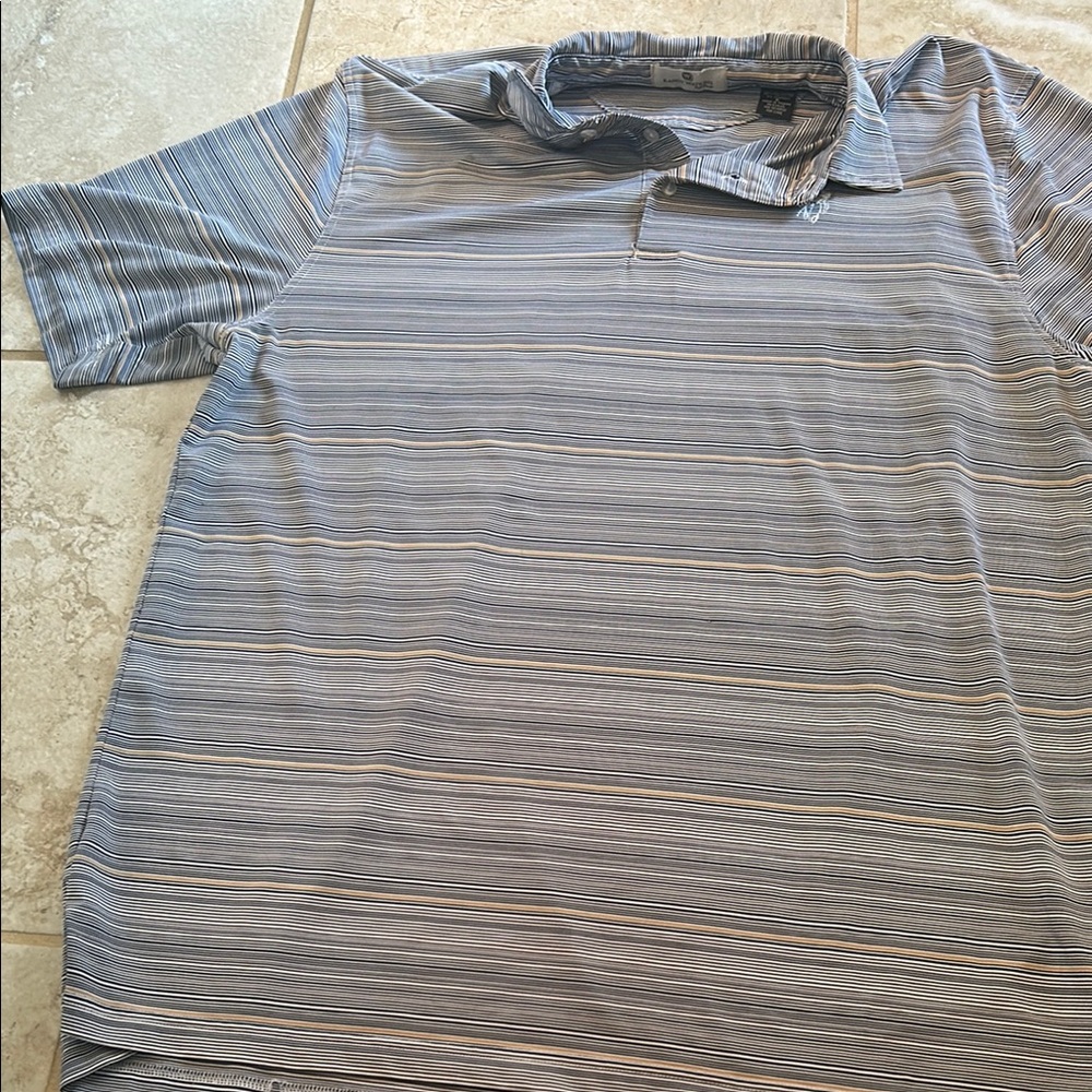 Men's Striped Polo Shirt - Blue and Gray